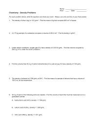 Chemistry Density Problems