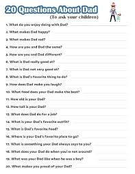 Professionals, teachers, students and kids trivia quizzes to … 20 Questions About Dad To Ask Your Children Mrs Merry