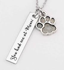 4.5 out of 5 stars (276) sale price $32.20 $ 32.20 $ 46.00 original price $46.00 (30% off) free shipping favorite add. Amazon Com Personalized Cat Name Bar Necklace Custom Made Cat Lover Pet Lover Necklace Or Keychain Handmade