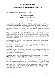 Jahresbericht 1999 der Freiwilligen Feuerwehr Alveslohe