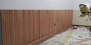 Using much the same techniques as the wainscoting, measure the lengths you will need for the baseboard and rail. How To Install Bead Board Wainscoting