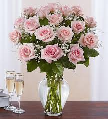 Pink long stem glass flowers. Rose Elegance Premium Long Stem Pink Roses 1800flowers Com 90055