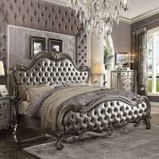 Save on furniture from acme. Versailles Ii Upholstered Bedroom Set Antique Platinum Acme Furniture Furniture Cart