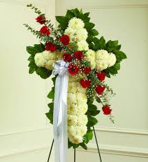 Some of the funeral cross arrangements can be delivered on the same day, and most are available for next day delivery. Red White Sympathy Cross Avas Flowers