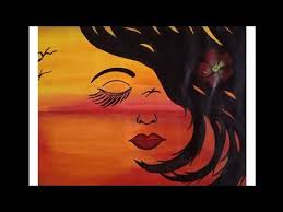 Easy Landscape Acrylic Colour Painting Drawing Landscape With Lady Shadow Drawing Youtube Shadow Drawing Painting Painting Drawing