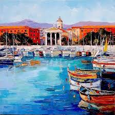 Nice Port Lympia Alain Demarte Peinture Art Original Oeuvre D Art
