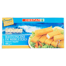 Bastoncini di merluzzo surgelati, impanati senza glutine disponibili in confezioni da 10 pezzi. 12 Bastoncini Merluzzo Despar 300g Despar Ordina La Spesa Online