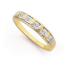 9ct Gold Diamond Princess Band Princess Diamond Diamond Gold