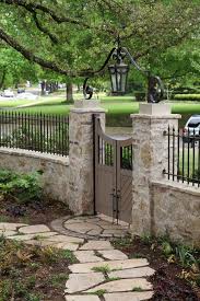 Beautiful Stone Wall Fencing And Curved Gate Fence Design Backyard Fences Garden Gates