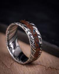 Just Added Mixed Dinosaur Stone Inlays This One Shown With Red Dino And Turquoise Customring Dainty Gold Band Heart Shaped Diamond Ring Thin Rings Diamond