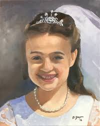 Commissioned portrait of Calista, commemorating the day of her first  communion. Oil