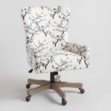 One of a kind upholstery. Trystan Ivory Blue Blossom Upholstered Office Chair