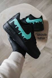 Nike Air Force 1 Black Drip Aqua By Sneakeaze In 2020 Nike Air Force Nike Air Nike