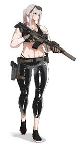 original, handgun, gun, assault rifle, long bangs - Anime R34