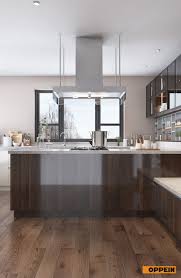 Try using a solution of half vinegar and half water for cabinets that just need a regular cleaning; High Gloss Uv Lacquer Kitchen Cabinet Brown Kitchen Ideas Brown Kitchens High Gloss Kitchen