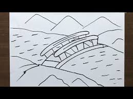 Draw an arched rectangular shape and then draw a dividing line along the side. Video Drawing Bridge
