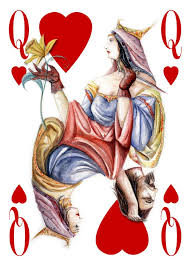 Queen Of Vintage Playing Cards Queen Of Hearts Card Art