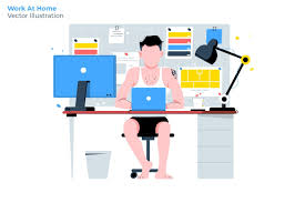 Work At Home Vector Illustration In 2020 Working From Home Digital Marketing Online Digital Marketing