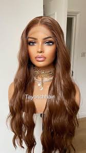 Auburn Brown Lace Frontal Wig/ Reddish Brown Heat Friendly Wigs for Women/  24 Inches Long Wavy Hair Wig for Women/ Copper Brown Hair Wig
