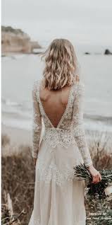 Long Sleeves Vintage Lace Wedding Dress 2020 High Neck Open Back Chic Beach Bohemian Wedding Gowns Lace Weddings Lace Wedding Dress Vintage Bohemian Wedding Dresses