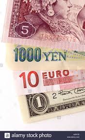 Stock Photo Color Image Of Us Dollar Japanese Yen Euro And Chinese Currency On A White Background