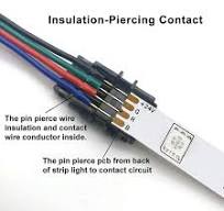 RGB Strip Light Connector with 1.64ft Extension Wire for 5050 10mm LED  strips , 20AWG 4-PIN + 4-PIN connector,