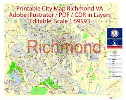 Richmond is the capital city of the commonwealth of virginia in the united states. City Pdf Map Richmond Va Vector Urban Plan Editable Street Map