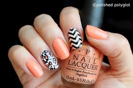 Dip the thin nail art brush in. Nail Art Peach Black And White Skittlette For Spring Polished Polyglot