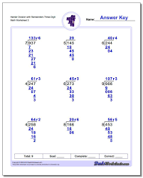 Long Division Worksheets With Answer Keys That Show Steps Versions With And Division Worksheets Long Division Worksheets Division With Remainders Worksheet