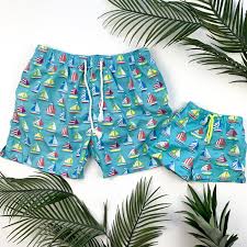 Matching swimwear & swim shorts for father and son. Breezy Sails Daddy Me Father And Son Matching Swim Trunks Twinsies Rock