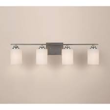 Find great deals on the latest styles of bathroom & vanity lighting from top brands. Hampton Bay 4 Light Brushed Nickel Vanity Light With Round Glass Shades The Home Depot Canada