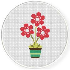 Charts Club Members Only Flower Pot Cross Stitch Pattern