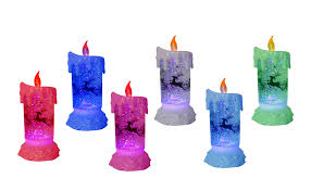 Amazon Com Lightahead Led Glitter Flameless Candle With Moving Patterns Light Sprinkle Colorful Glitter Base With Led Rgb Color Change Spinning With Santa Claus And Reindeer Design Home Improvement