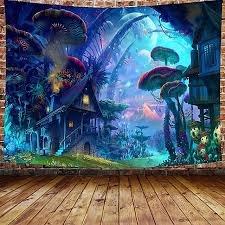 Buy at lightinthebox.com on sale today! Wall Tapestry Art Decor Blanket Curtain Picnic Tablecloth Hanging Home Bedroom Living Room Dorm Decoration Cartoon Fantasy Fairy Tale Mushroom Forrest House 8071783 2021 12 49