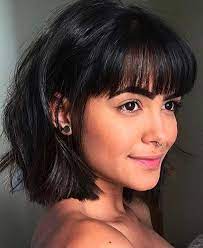 Short haircut with long bangs. 43 Trendy Ways To Wear Short Hair With Bangs Stayglam