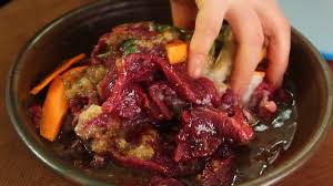 This recipe uses asian pear, onion, soy sauce, citrus soda, ginger, garlic, and red pepper flakes for the marinade. Bulgogi Korean Beef Bbq Recipe Maangchi Com