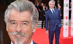 The actor, 66, hit the golden globes red carpet with a perfectly shaped mustache. Pierce Brosnan Shows Off His Van Dyke Beard At Prince S Trust Daily Mail Online