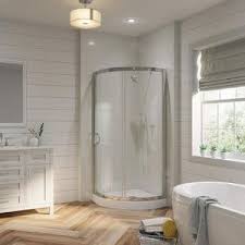 Ove Decors Breeze Chrome Floor Round 2 Piece Corner Shower Kit Actual 76 In X 31 In X 31 In Lowes Com Corner Shower Corner Shower Kits Corner Shower Stalls