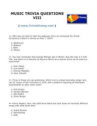 Feb 11, 2021 · test your sports trivia knowledge with these 40 questions and answers that cut across different sporting activities, eras, and sports records. Music Trivia Questions Viii Trivia Champ