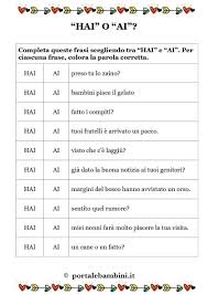 Oggi vedremo frasi con la è con l'accento e frasi con la e senza accento. Frasi Con Ai E Hai Elenco Dettati E Verifica Portalebambini It
