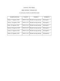 Si yo apenas ví el calendario como le puedo hacer para seguirlo, lo ajustó al mes que va o sigo con el día de la semana en que van? Jadwal Tes Viera Edit Pdf