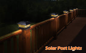 Amazon Com Siedinlar Solar Post Lights Outdoor Fence Deck Cap Light Solar Powered Metal Warm White Led Lighting Waterproof For Garden Patio Decoration 4x4 5x5 Wooden Posts Black 2 Pack Home Improvement