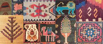 Symbolism on carpets and kilims hand on hips, tree of life, ram's horn. Schweizerische Orientteppichhandler Vereinigung Sov Das Stundenglas Die Sanduhr