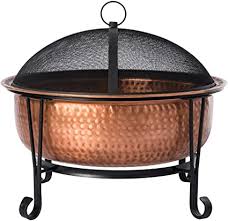 Landmann ball of fire 34 in. Amazon Com Fire Sense Palermo Copper Fire Pit With Steel Stand Wood Burning Mesh Spark Screen Steel Grate Screen Lift Tool And Vinyl Weather Cover Included Lightweight Portable Patio