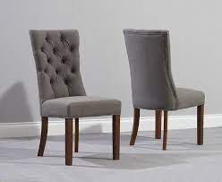 Anais Grey Fabric Dark Oak Leg Dining Chairs Fabric Dining Chairs Oak Dining Chairs Dining Chairs