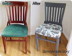 How To Reupholster Dining Room Chairs Diningroom Gray Wood Fabric Reupholster Dining Room Chairs Reupholster Chair Dining Dining Chair Makeover