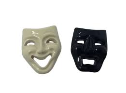 1" Comedy Tragedy Masks Drama Theater Mardi Gras Craft Charms Cabochons  Embellishments