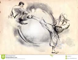 Karate Hand Drawn Calligraphic Illustration Martial Arts Techniques Karate Martial Arts Martial Arts