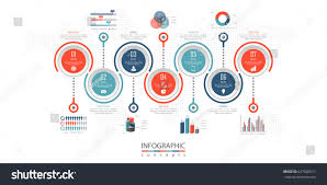 Infographic Timeline Template 7 Options Parts Stock Vector