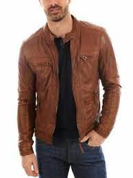 New Men S Genuine Lambskin Leather Jacket Tan Slim Fit Biker Motorcycle Jacket In 2021 Mens Tan Leather Jacket Jackets Men Fashion Best Leather Jackets